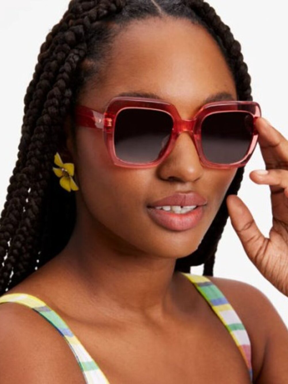 Kate Spade NAOMI/S 0733 HA Square Sunglasses - Transparent Peach /Brown Gradient - Picture 3 of 10